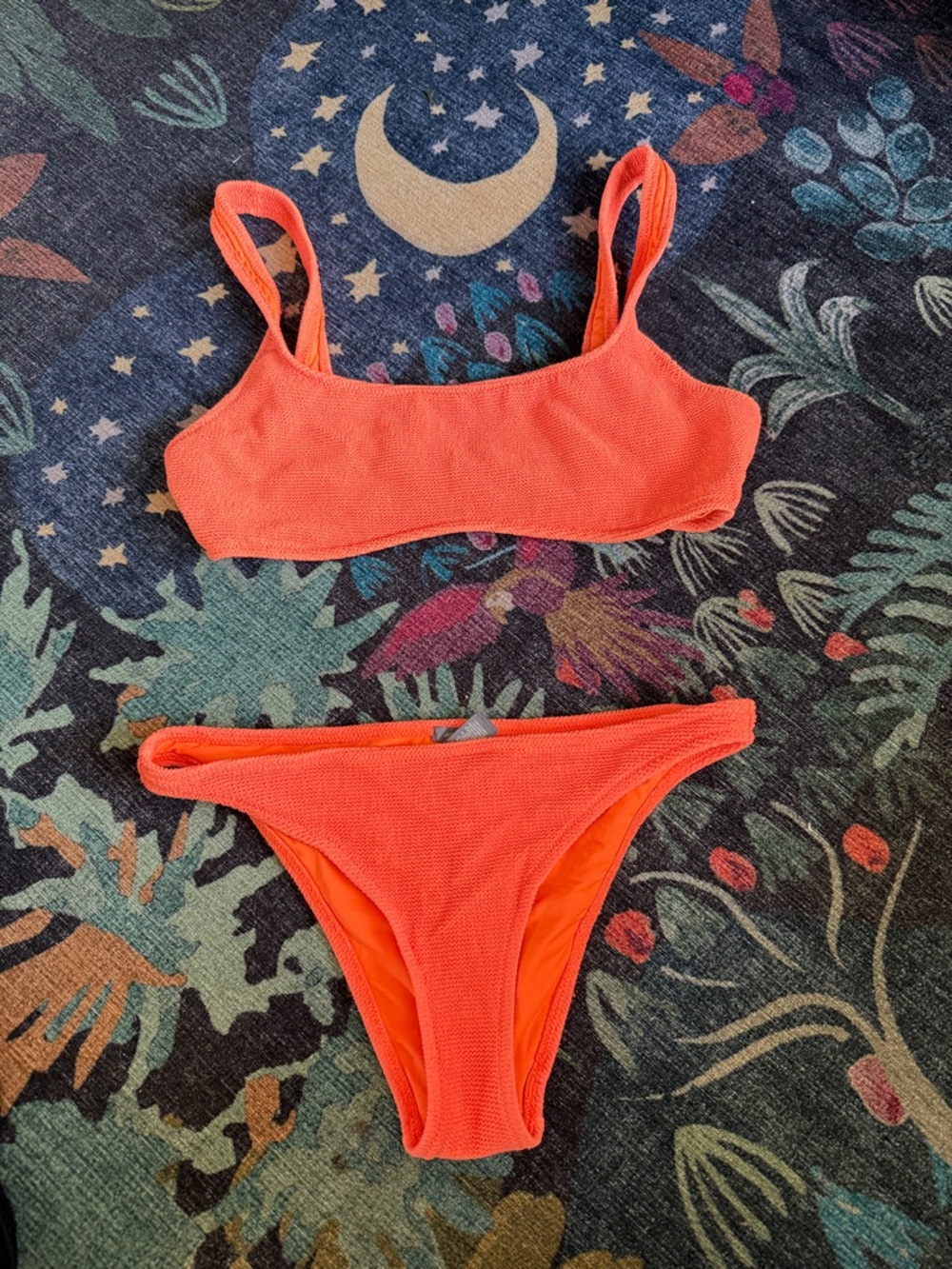 Aerie Neon Orange Women’s Two Piece Swim Set Cheeky Low Rise Size M